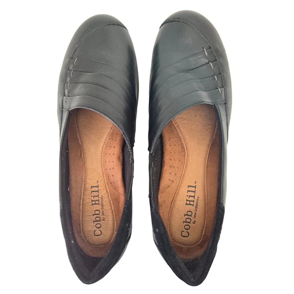 Cobb Hill by New Balance Womens Black Leather Pleated Slip On Pumps 9W CBW07BK
